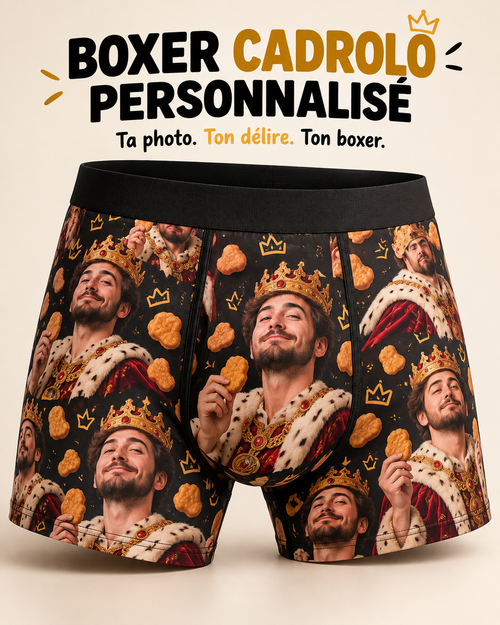 Boxer Cadrolo personnalisé avec portrait humoristique imprimé